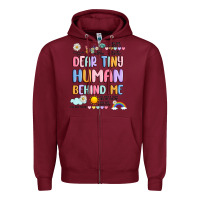 Burgundy dear tiny human behind me Zipper Hoodie - JahusDesignShop