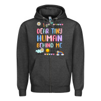 Charcoal Heather dear tiny human behind me Zipper Hoodie - JahusDesignShop