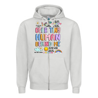 Dove Grey dear tiny human behind me Zipper Hoodie - JahusDesignShop