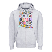 Heather Grey dear tiny human behind me Zipper Hoodie - JahusDesignShop