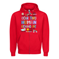 Red dear tiny human behind me Zipper Hoodie - JahusDesignShop