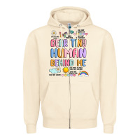 Sandshell dear tiny human behind me Zipper Hoodie - JahusDesignShop