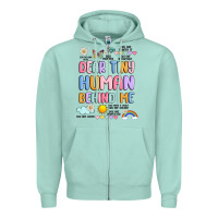 Seafoam dear tiny human behind me Zipper Hoodie - JahusDesignShop