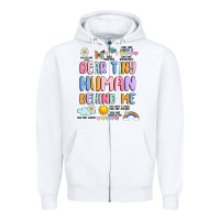 White dear tiny human behind me Zipper Hoodie - JahusDesignShop