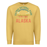 Antique Gold katmai national park alaska bear hiking travel nature retro pullover h Premium Sweatshirt - linhVisuals
