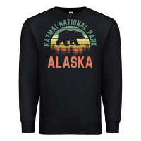 Black katmai national park alaska bear hiking travel nature retro pullover h Premium Sweatshirt - linhVisuals
