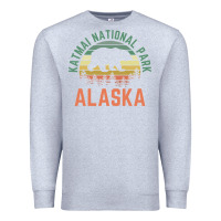 Heather Grey katmai national park alaska bear hiking travel nature retro pullover h Premium Sweatshirt - linhVisuals