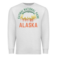 Oatmeal Heather katmai national park alaska bear hiking travel nature retro pullover h Premium Sweatshirt - linhVisuals