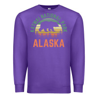 Purple katmai national park alaska bear hiking travel nature retro pullover h Premium Sweatshirt - linhVisuals