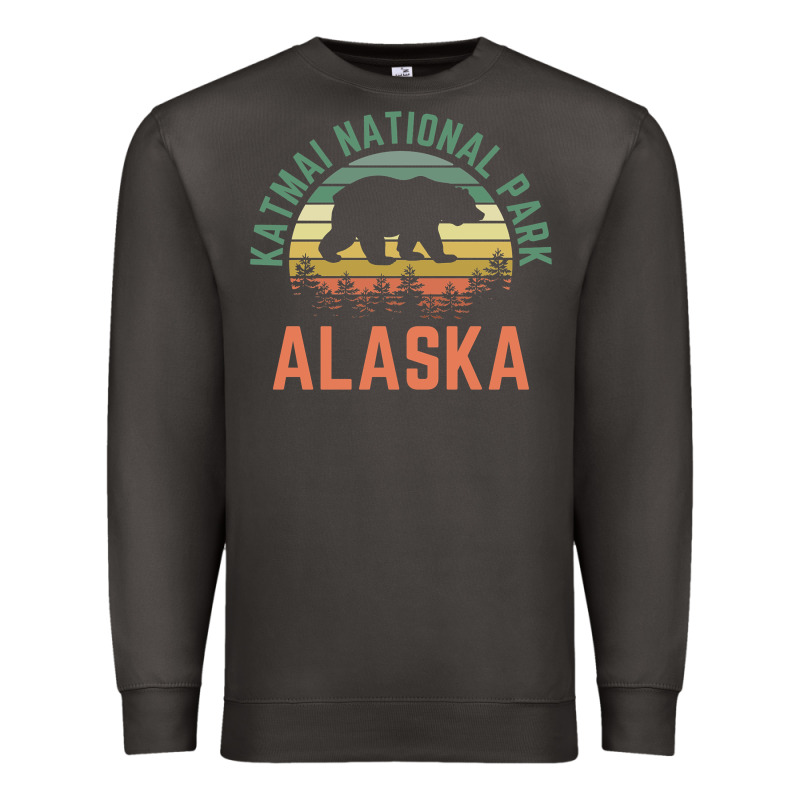 Katmai National Park Alaska Bear Hiking Travel Nature Retro Pullover H Premium Sweatshirt by linhVisuals | Teevron