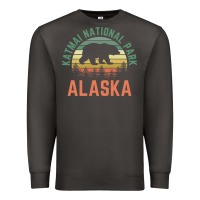 Smoke katmai national park alaska bear hiking travel nature retro pullover h Premium Sweatshirt - linhVisuals