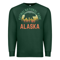 Sports Green katmai national park alaska bear hiking travel nature retro pullover h Premium Sweatshirt - linhVisuals