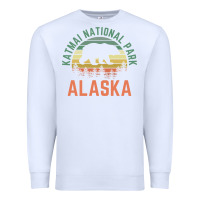 White katmai national park alaska bear hiking travel nature retro pullover h Premium Sweatshirt - linhVisuals