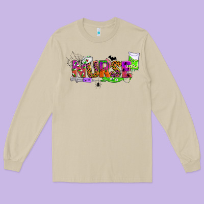 Halloween Nurse Long Sleeve Tee Designed By Bundleandbundleshop