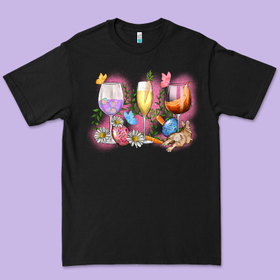 Easter Wine Glasses  Easter Day Premium Tee Designed By Cowgirlartshop