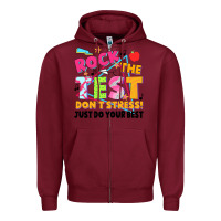 Burgundy rock the test don't stress! just do your best Zipper Hoodie - JahusDesignShop