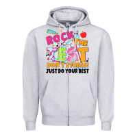 Heather Grey rock the test don't stress! just do your best Zipper Hoodie - JahusDesignShop