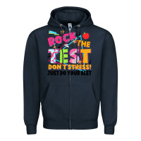 Navy rock the test don't stress! just do your best Zipper Hoodie - JahusDesignShop