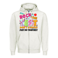 Oatmeal Heather rock the test don't stress! just do your best Zipper Hoodie - JahusDesignShop