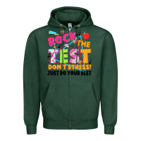 Sports Green rock the test don't stress! just do your best Zipper Hoodie - JahusDesignShop