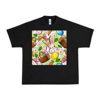 Black Easter Hamper With Bunny Seamless Pattern Urban Heavy Tee - BundleAndBundleShop