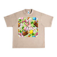 French Oak Easter Hamper With Bunny Seamless Pattern Urban Heavy Tee - BundleAndBundleShop