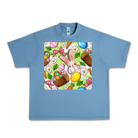 Pebble Blue Easter Hamper With Bunny Seamless Pattern Urban Heavy Tee - BundleAndBundleShop