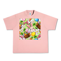 Salmon Easter Hamper With Bunny Seamless Pattern Urban Heavy Tee - BundleAndBundleShop
