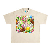 Sandshell Easter Hamper With Bunny Seamless Pattern Urban Heavy Tee - BundleAndBundleShop