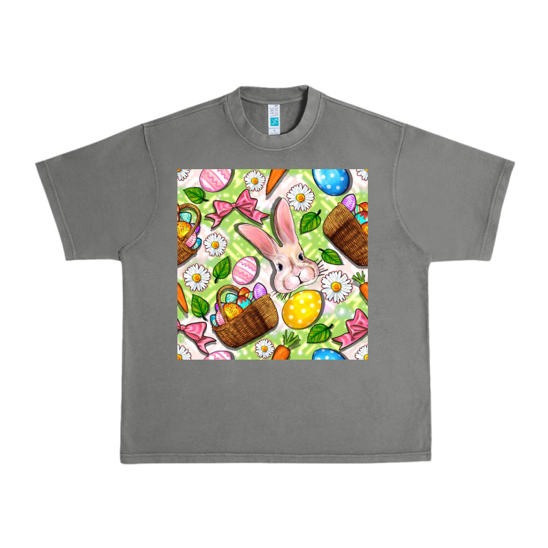 Easter Hamper With Bunny Seamless Pattern Urban Heavy Tee by BundleAndBundleShop | Teevron