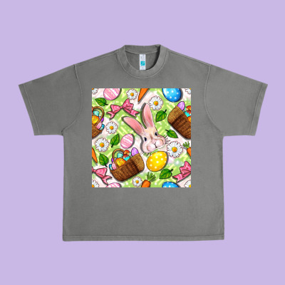 Easter Hamper With Bunny Seamless Pattern Urban Heavy Tee Designed By Bundleandbundleshop