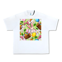 White Easter Hamper With Bunny Seamless Pattern Urban Heavy Tee - BundleAndBundleShop