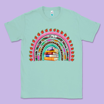 Teacher Pen Apple Books Rainbow Classic Tee Designed By Artiststas