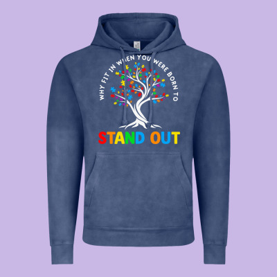 Why Fit In Autism Awareness Vintage Hoodie Designed By Cowhidedigitalart