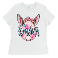 White Easter egg Ladies Tee - OliviaCreatesArt