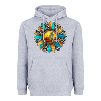 Heather Grey sunset sunflower Heavyweight Hoodie - JahusDesignShop