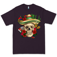 Plum Di de los muertos with roses Mexico Premium Tee - HowdyJamesFarm