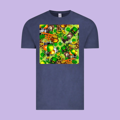 St. Patrick's Donkey With Shamrock Seamless Vintage Tee Designed By Fadigitalartstudio