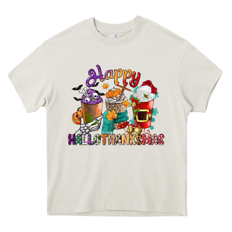 Hallothanksmas Coffee Cups Heavy Core Tee by CowGirlArtShop | Teevron