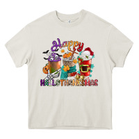 Cream hallothanksmas coffee cups Heavy Core Tee - CowGirlArtShop