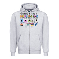 Heather Grey battery life of a wife & mom Zipper Hoodie - JahusDesignShop