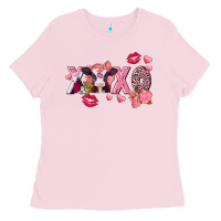 Bubblegum Pink Xoxo baby Cow Valentine's Day Ladies Tee - FaDigitalArtStudio