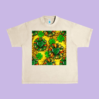 St. Patrick's Sunflower Seamless Pattern Urban Heavy Tee Designed By Bundleandbundleshop