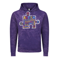 Cloud Purple Autism Puzzle Piece Words Autistic Vintage Hoodie - CowhideDigitalArt
