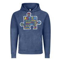 Vintage Denim Autism Puzzle Piece Words Autistic Vintage Hoodie - CowhideDigitalArt