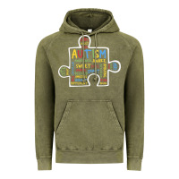 Vintage Olive Autism Puzzle Piece Words Autistic Vintage Hoodie - CowhideDigitalArt