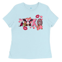 Baby Blue Xoxo baby Cow Valentine's Day Ladies Tee - FaDigitalArtStudio