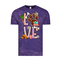 Cloud Purple Tie dye easter love dog paw Vintage Tee - BundleAndBundleShop
