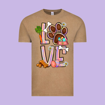 Tie Dye Easter Love Dog Paw Vintage Tee Designed By Bundleandbundleshop