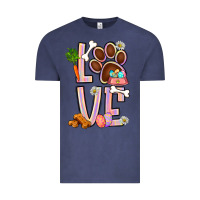 Vintage Denim Tie dye easter love dog paw Vintage Tee - BundleAndBundleShop